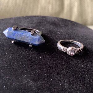 Blue Stone Silver Ring Set